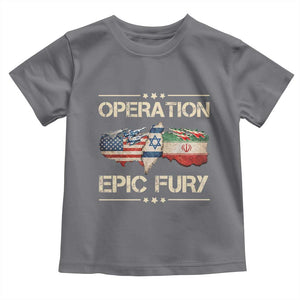 Operation Epic Fury USA Israel Toddler T Shirt Patriotic Military Peace Through Strength TS02 Charcoal Print Your Wear