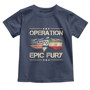 Operation Epic Fury USA Israel Toddler T Shirt Patriotic Military Peace Through Strength TS02 Navy Print Your Wear