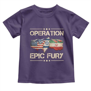 Operation Epic Fury USA Israel Toddler T Shirt Patriotic Military Peace Through Strength TS02 Purple Print Your Wear
