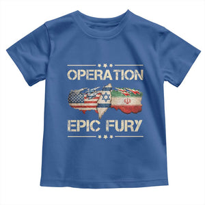 Operation Epic Fury USA Israel Toddler T Shirt Patriotic Military Peace Through Strength TS02 Royal Blue Print Your Wear