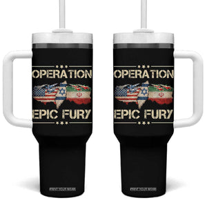 Operation Epic Fury USA Israel Tumbler With Handle Patriotic Military Peace Through Strength TS02 One Size: 40 oz Black Print Your Wear