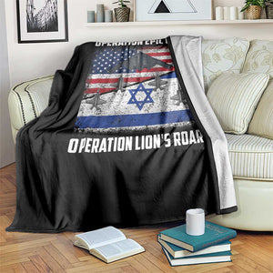 Operation Epic Fury Lions Roar Throw Blanket USA Israel Flag Freedom Defense TS02 Print Your Wear