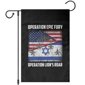 Operation Epic Fury Lions Roar Garden Flag USA Israel Flag Freedom Defense TS02 Black Print Your Wear