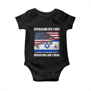 Operation Epic Fury Lions Roar Baby Onesie USA Israel Flag Freedom Defense TS02 Black Print Your Wear