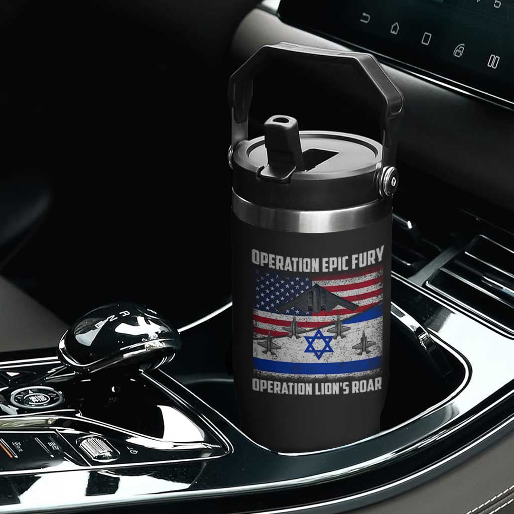 Operation Epic Fury Lions Roar Flip Straw Tumbler USA Israel Flag Freedom Defense TS02 Print Your Wear