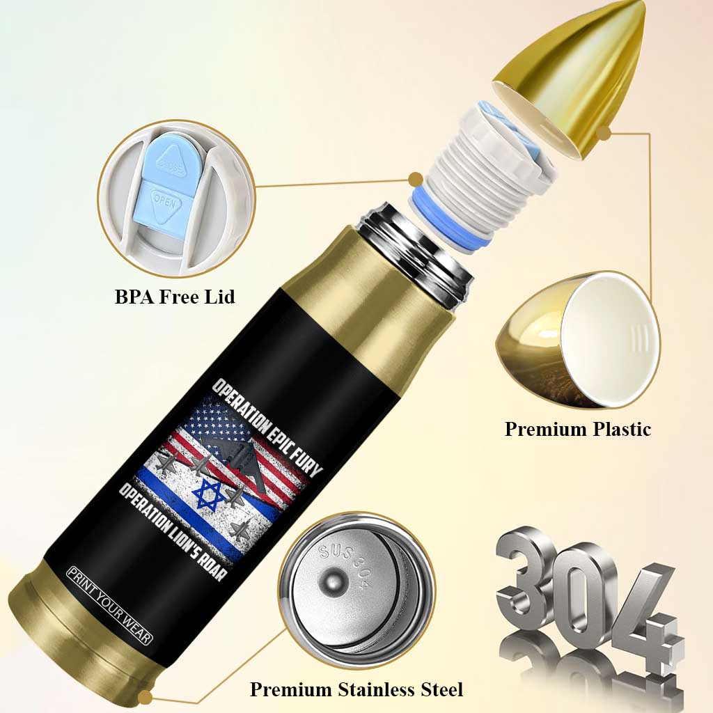 Operation Epic Fury Lions Roar Bullet Tumbler USA Israel Flag Freedom Defense TS02 Print Your Wear