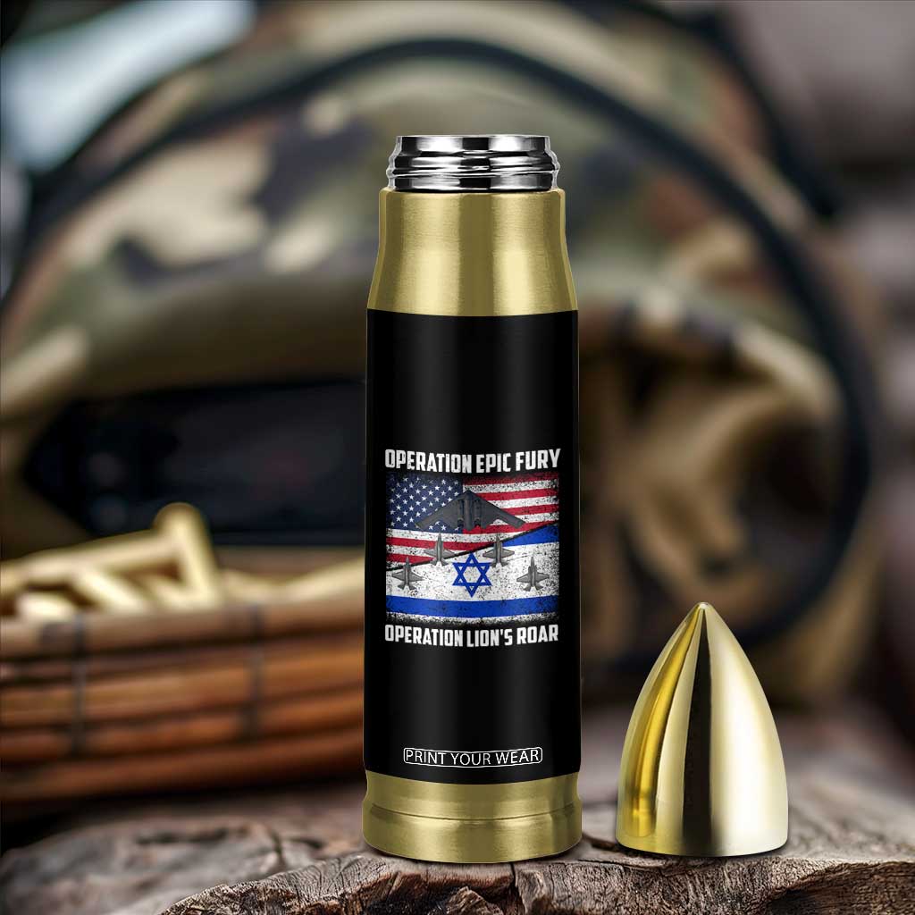 Operation Epic Fury Lions Roar Bullet Tumbler USA Israel Flag Freedom Defense TS02 Print Your Wear