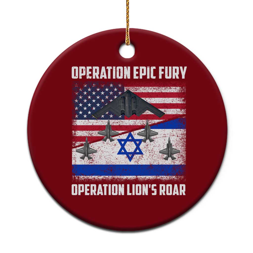 Operation Epic Fury Lions Roar Ceramic Ornament USA Israel Flag Freedom Defense TS02 1pc Red Print Your Wear