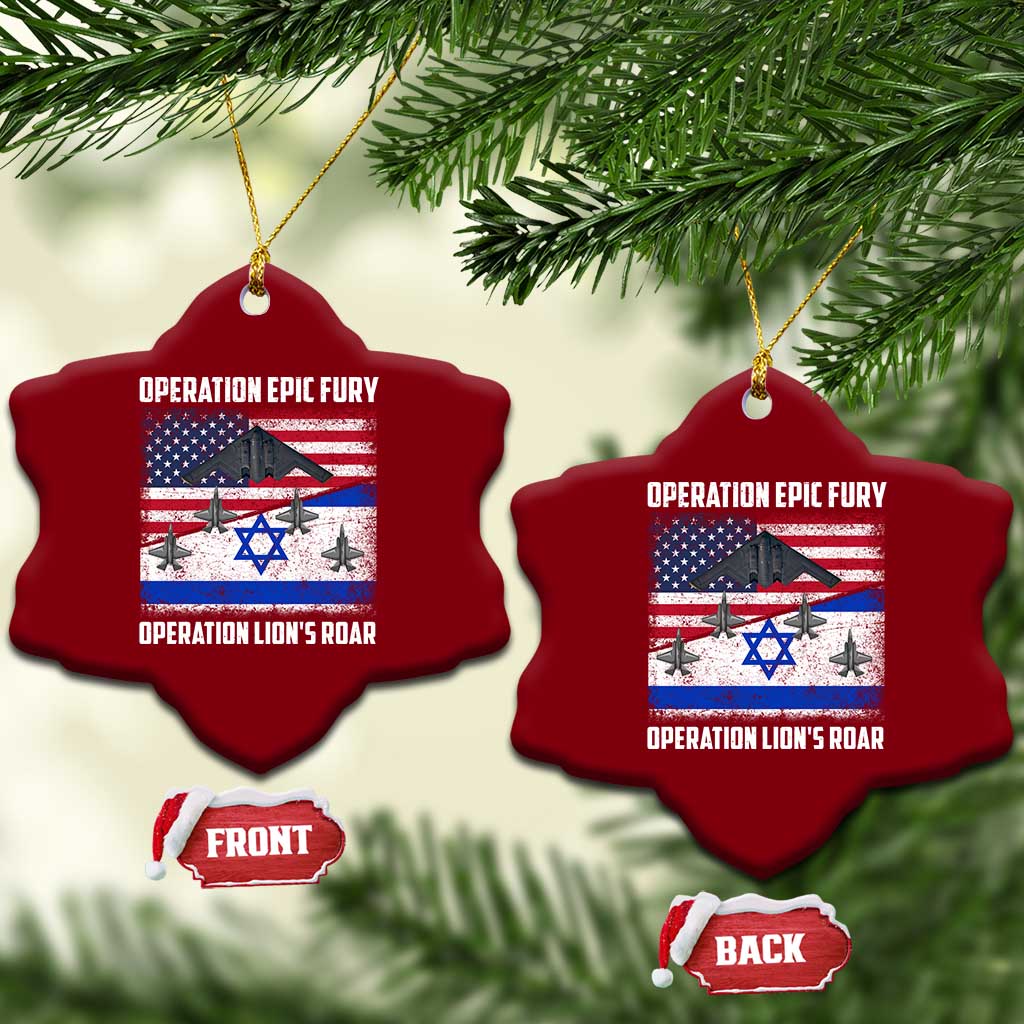 Operation Epic Fury Lions Roar Ceramic Ornament USA Israel Flag Freedom Defense TS02 Print Your Wear