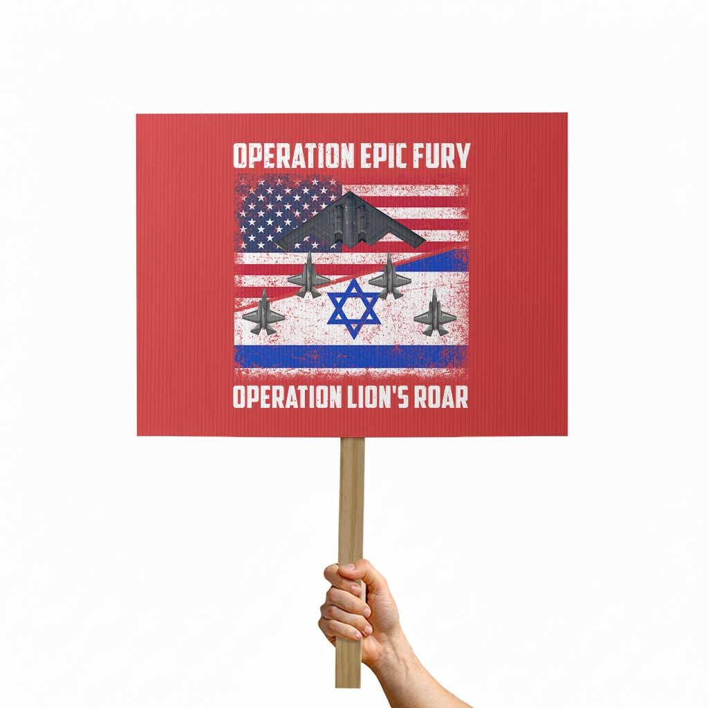 Operation Epic Fury Lions Roar Protest Sign USA Israel Flag Freedom Defense TS02 Horizontal 18