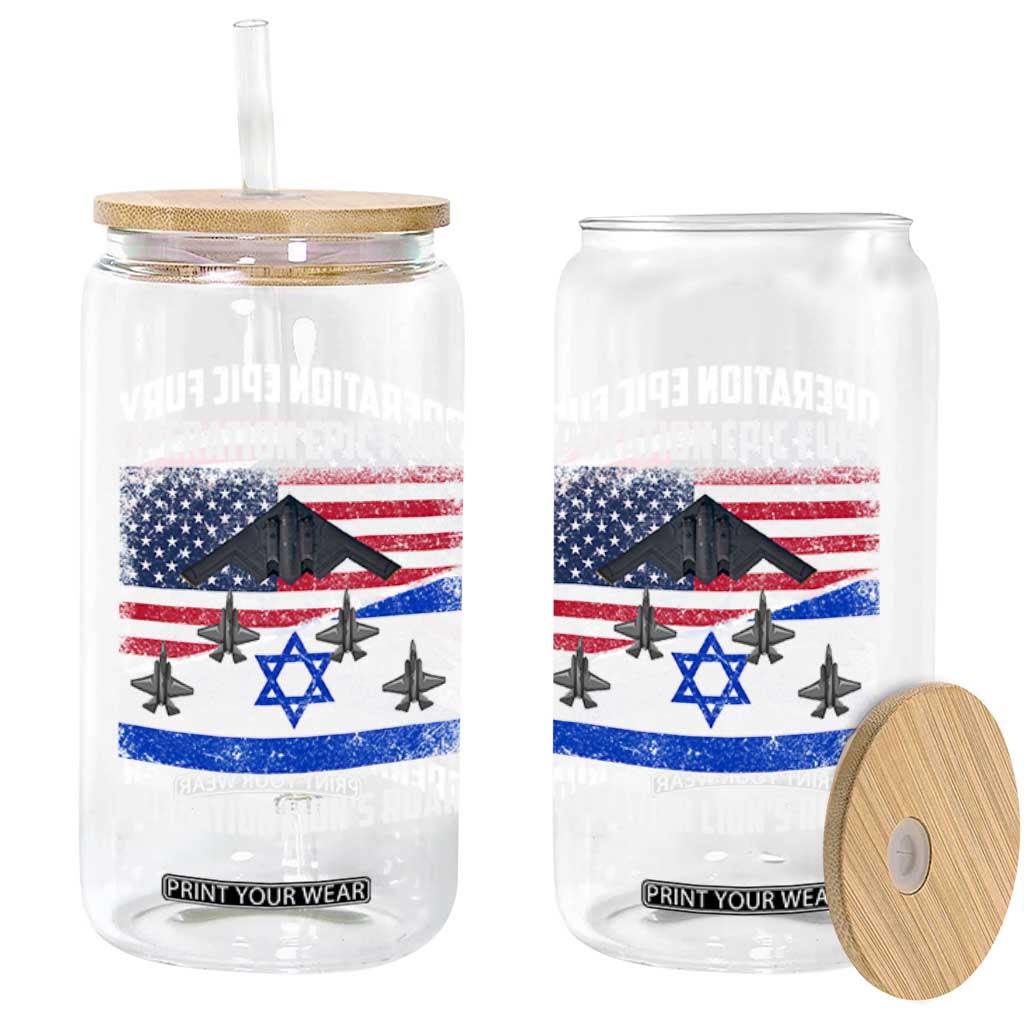 Operation Epic Fury Lions Roar Glass Can USA Israel Flag Freedom Defense TS02 Print Your Wear