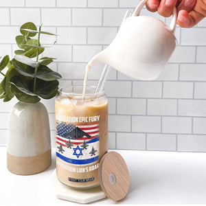 Operation Epic Fury Lions Roar Glass Can USA Israel Flag Freedom Defense TS02 Print Your Wear