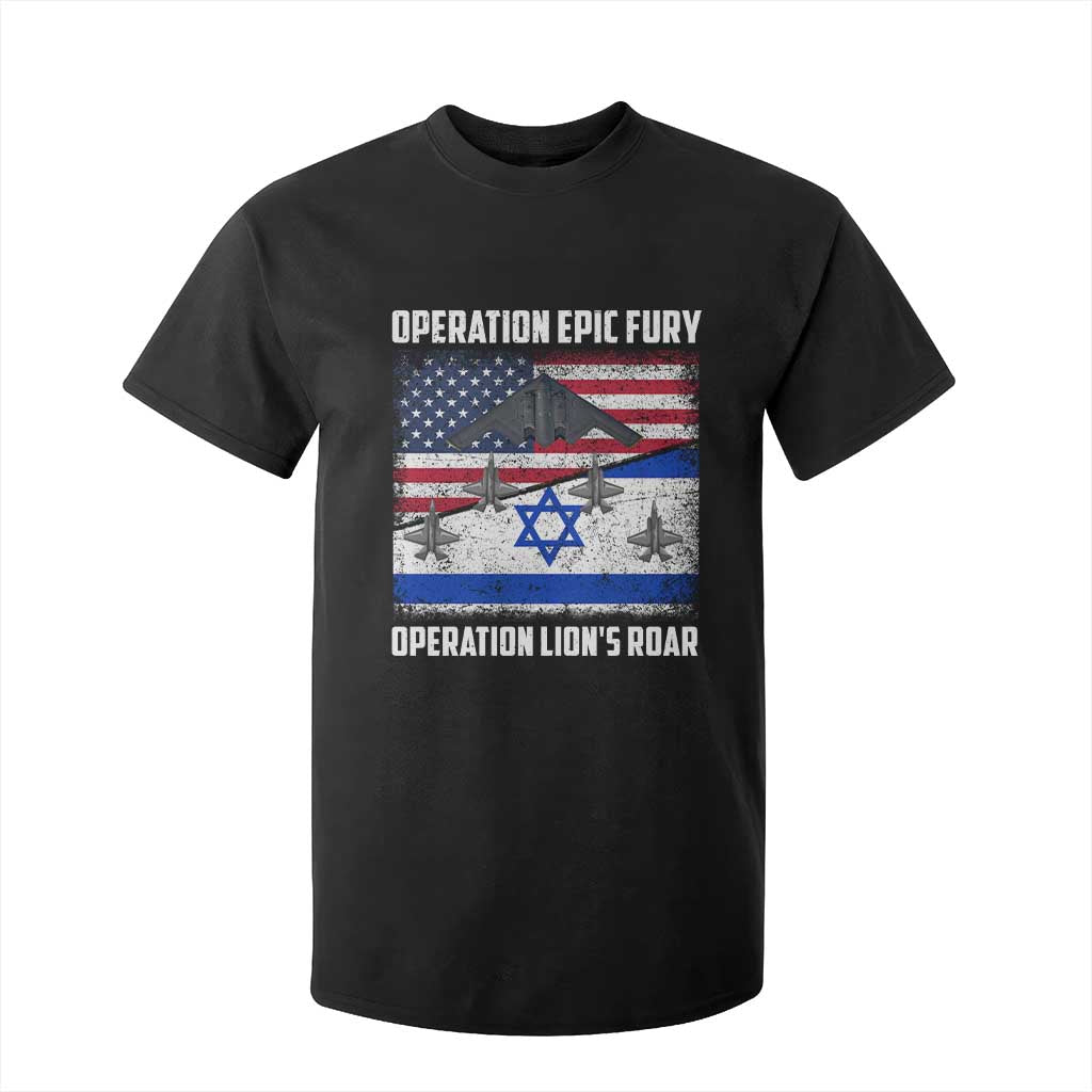 Operation Epic Fury Lions Roar T Shirt For Kid USA Israel Flag Freedom Defense TS02 Black Print Your Wear