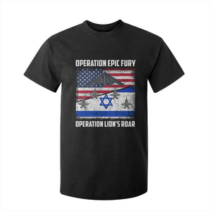 Operation Epic Fury Lions Roar T Shirt For Kid USA Israel Flag Freedom Defense TS02 Black Print Your Wear