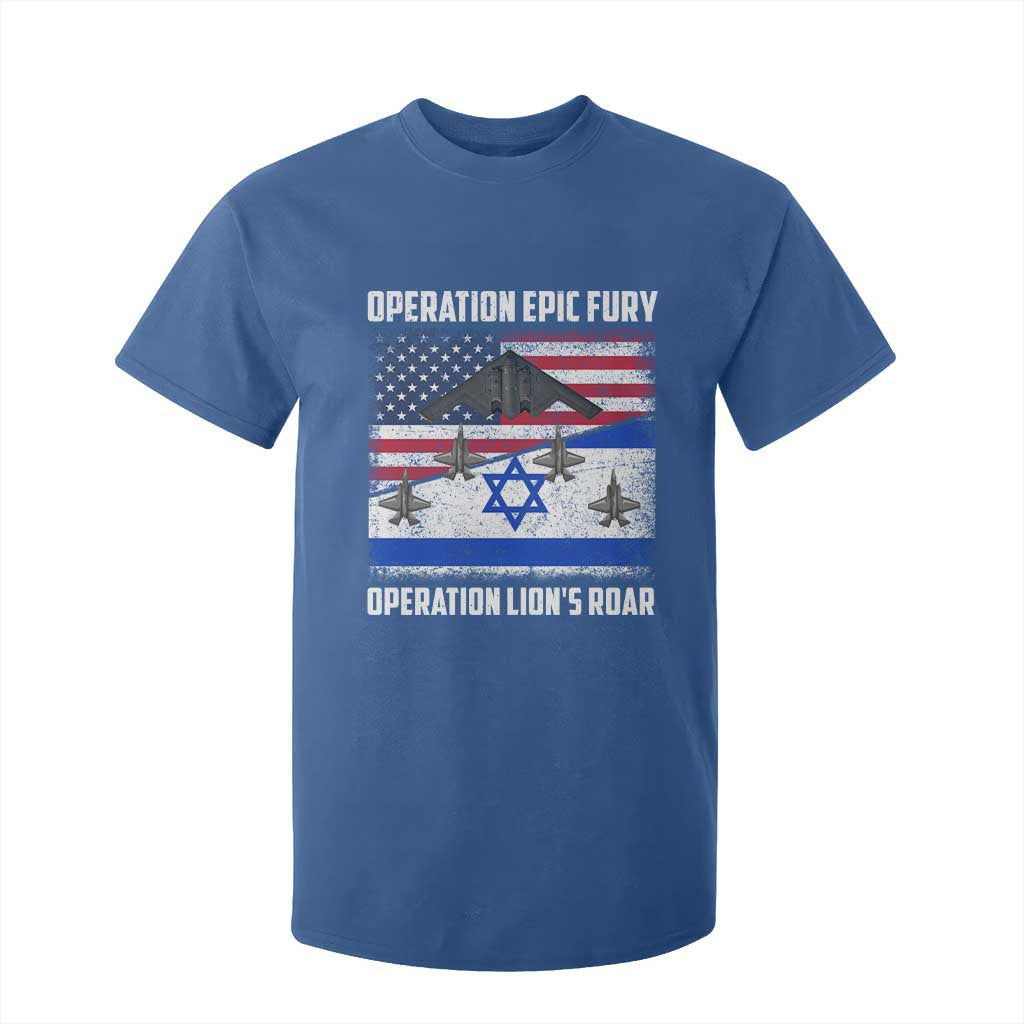 Operation Epic Fury Lions Roar T Shirt For Kid USA Israel Flag Freedom Defense TS02 Royal Blue Print Your Wear