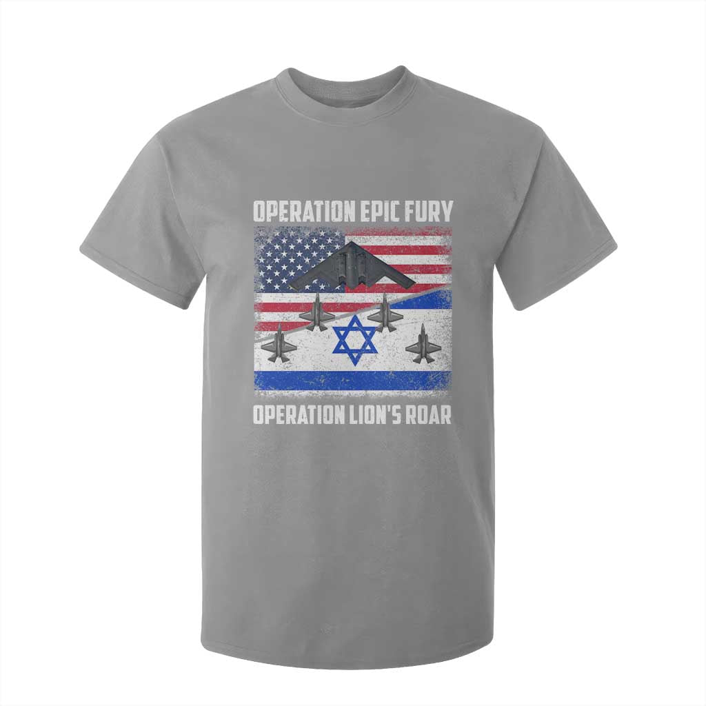Operation Epic Fury Lions Roar T Shirt For Kid USA Israel Flag Freedom Defense TS02 Sport Gray Print Your Wear