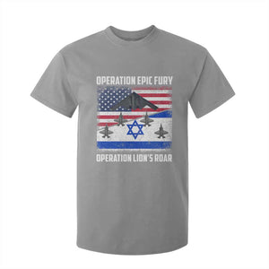 Operation Epic Fury Lions Roar T Shirt For Kid USA Israel Flag Freedom Defense TS02 Sport Gray Print Your Wear