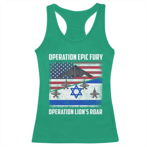 Operation Epic Fury Lions Roar Racerback Tank Top USA Israel Flag Freedom Defense TS02 Irish Green Print Your Wear