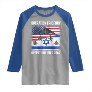Operation Epic Fury Lions Roar Raglan Shirt USA Israel Flag Freedom Defense TS02 Sport Gray Royal Print Your Wear