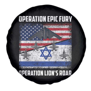Operation Epic Fury Lions Roar Spare Tire Cover USA Israel Flag Freedom Defense TS02 Print Your Wear