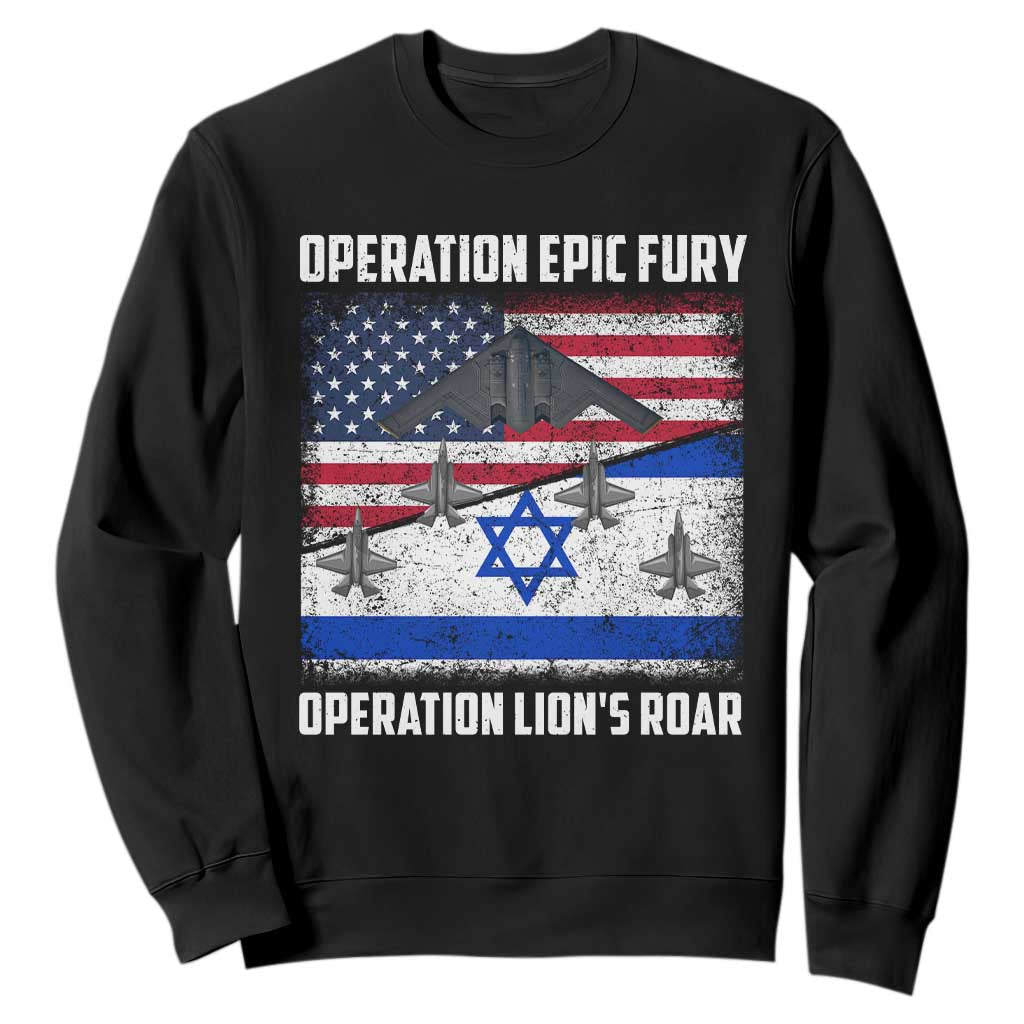 Operation Epic Fury Lions Roar Sweatshirt USA Israel Flag Freedom Defense TS02 Black Print Your Wear