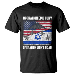 Operation Epic Fury Lions Roar T Shirt USA Israel Flag Freedom Defense TS02 Black Print Your Wear