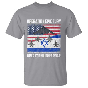 Operation Epic Fury Lions Roar T Shirt USA Israel Flag Freedom Defense TS02 Sport Gray Print Your Wear