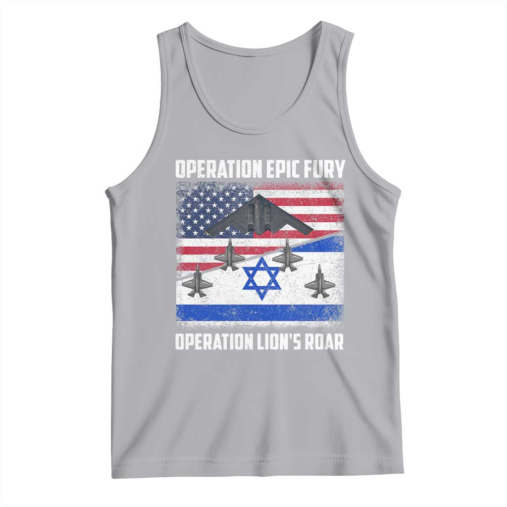 Operation Epic Fury Lions Roar Tank Top USA Israel Flag Freedom Defense TS02 Athletic Heather Print Your Wear