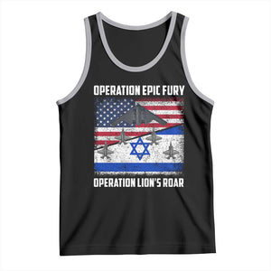 Operation Epic Fury Lions Roar Tank Top USA Israel Flag Freedom Defense TS02 Black Athletic Heather Print Your Wear