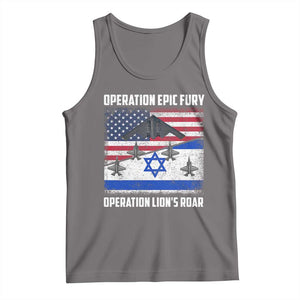 Operation Epic Fury Lions Roar Tank Top USA Israel Flag Freedom Defense TS02 Deep Heather Print Your Wear