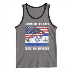 Operation Epic Fury Lions Roar Tank Top USA Israel Flag Freedom Defense TS02 Deep Heather Black Print Your Wear