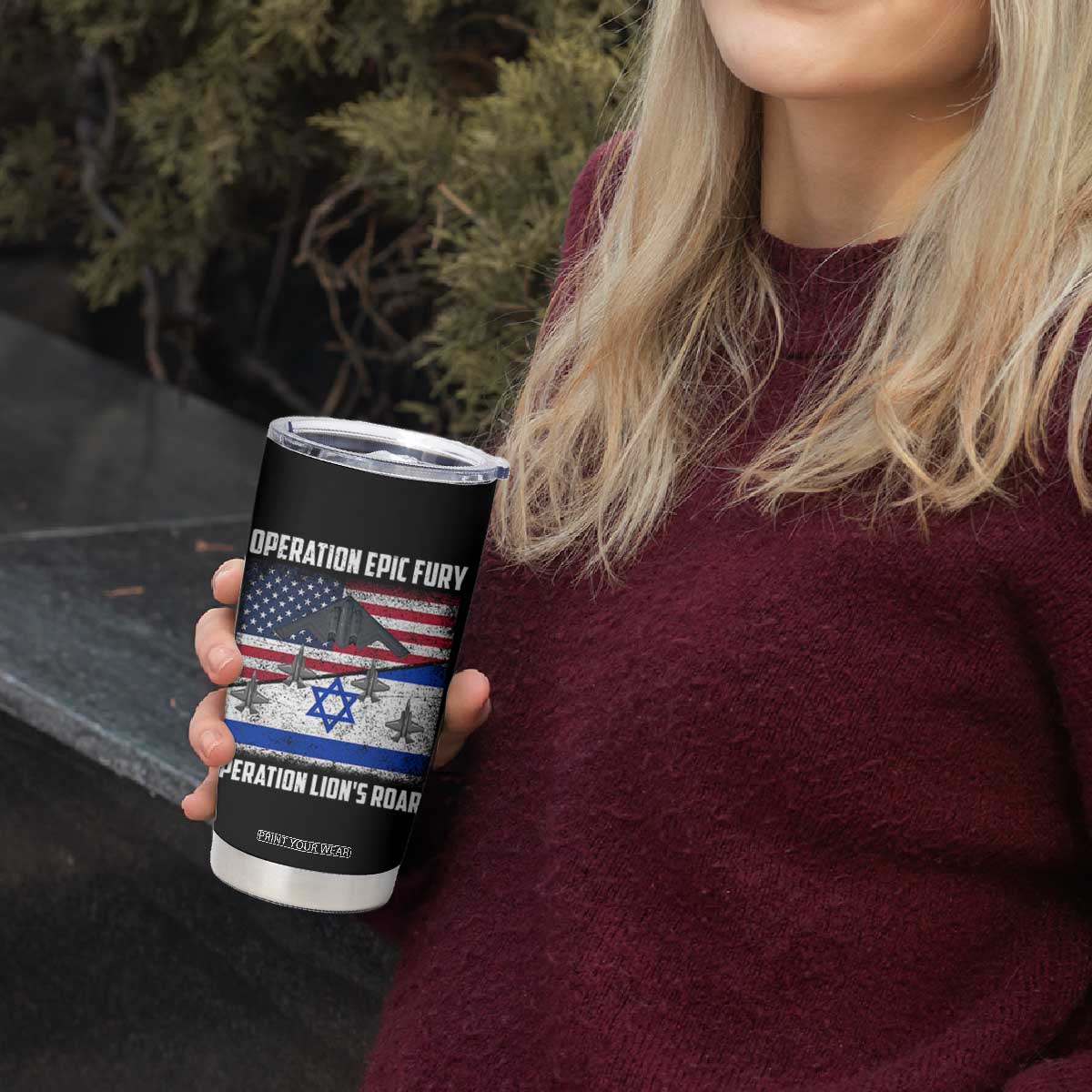 Operation Epic Fury Lions Roar Tumbler Cup USA Israel Flag Freedom Defense TS02 Print Your Wear