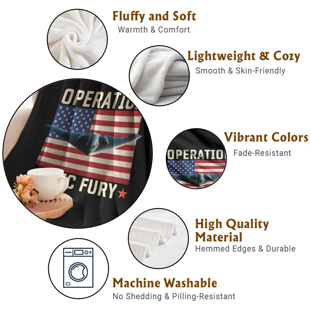 Operation Epic Fury Stealth Bomber American Flag Throw Blanket Powerful B2 Spirit USA Military Pride TS02 Print Your Wear