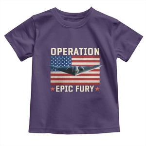 Operation Epic Fury Stealth Bomber American Flag Toddler T Shirt Powerful B2 Spirit USA Military Pride TS02 Purple Print Your Wear