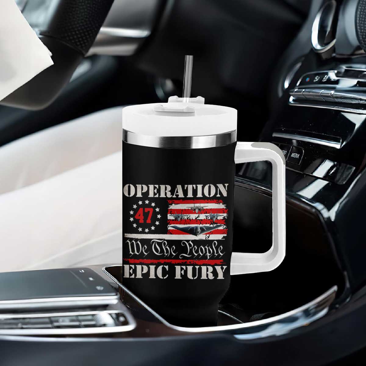 Operation Epic Fury We The People 47 Patriotic Flag Tumbler With Handle B2 Spirit Constitutional Freedom Statement TS02 Print Your Wear