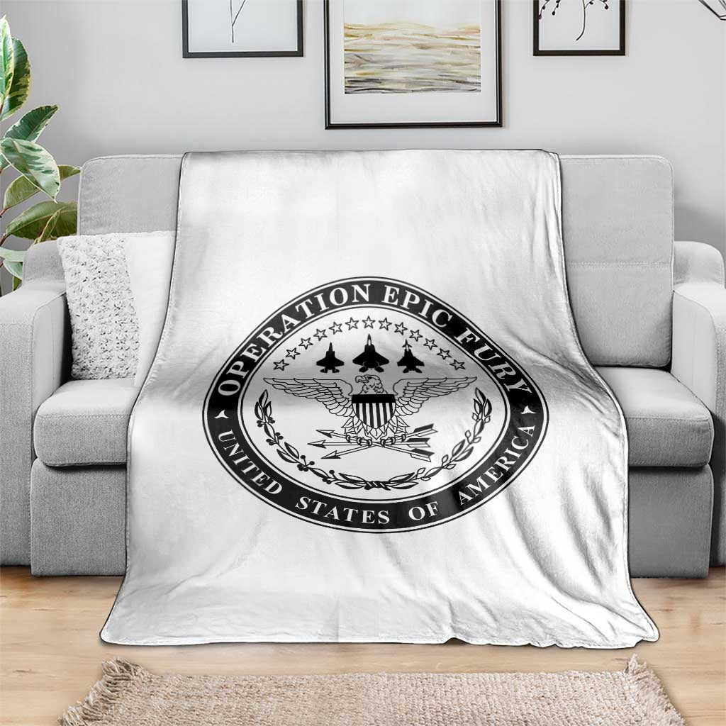 Operation Epic Fury USA Military Seal Throw Blanket Patriotic Air Power Aviation Tribute TS02 Print Your Wear