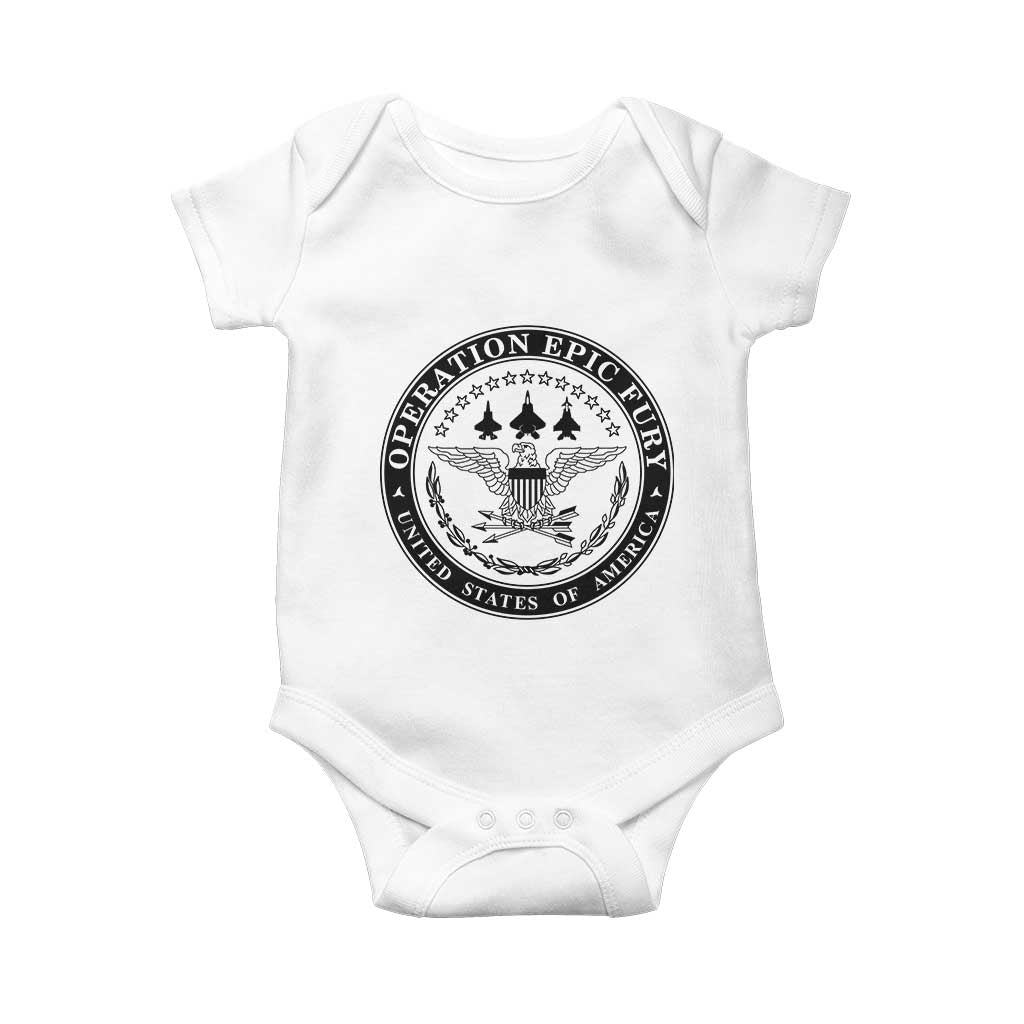 Operation Epic Fury USA Military Seal Baby Onesie Patriotic Air Power Aviation Tribute TS02 White Print Your Wear