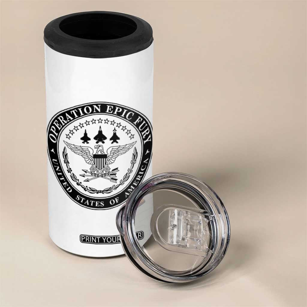 Operation Epic Fury USA Military Seal 4 in 1 Can Cooler Tumbler Patriotic Air Power Aviation Tribute TS02 Print Your Wear
