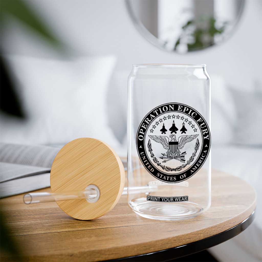 Operation Epic Fury USA Military Seal Glass Can Patriotic Air Power Aviation Tribute TS02 Print Your Wear
