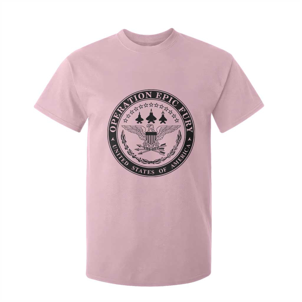 Operation Epic Fury USA Military Seal T Shirt For Kid Patriotic Air Power Aviation Tribute TS02 Light Pink Print Your Wear