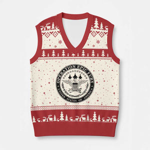 Operation Epic Fury USA Military Seal V-Neck Knit Sweater Vest Patriotic Air Power Aviation Tribute TS02 Beige Red Print Your Wear