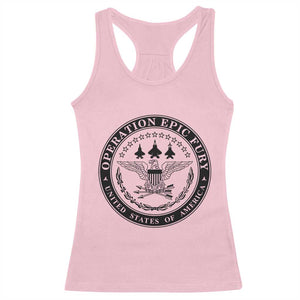 Operation Epic Fury USA Military Seal Racerback Tank Top Patriotic Air Power Aviation Tribute TS02 Light Pink Print Your Wear