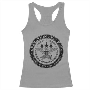 Operation Epic Fury USA Military Seal Racerback Tank Top Patriotic Air Power Aviation Tribute TS02 Sport Gray Print Your Wear