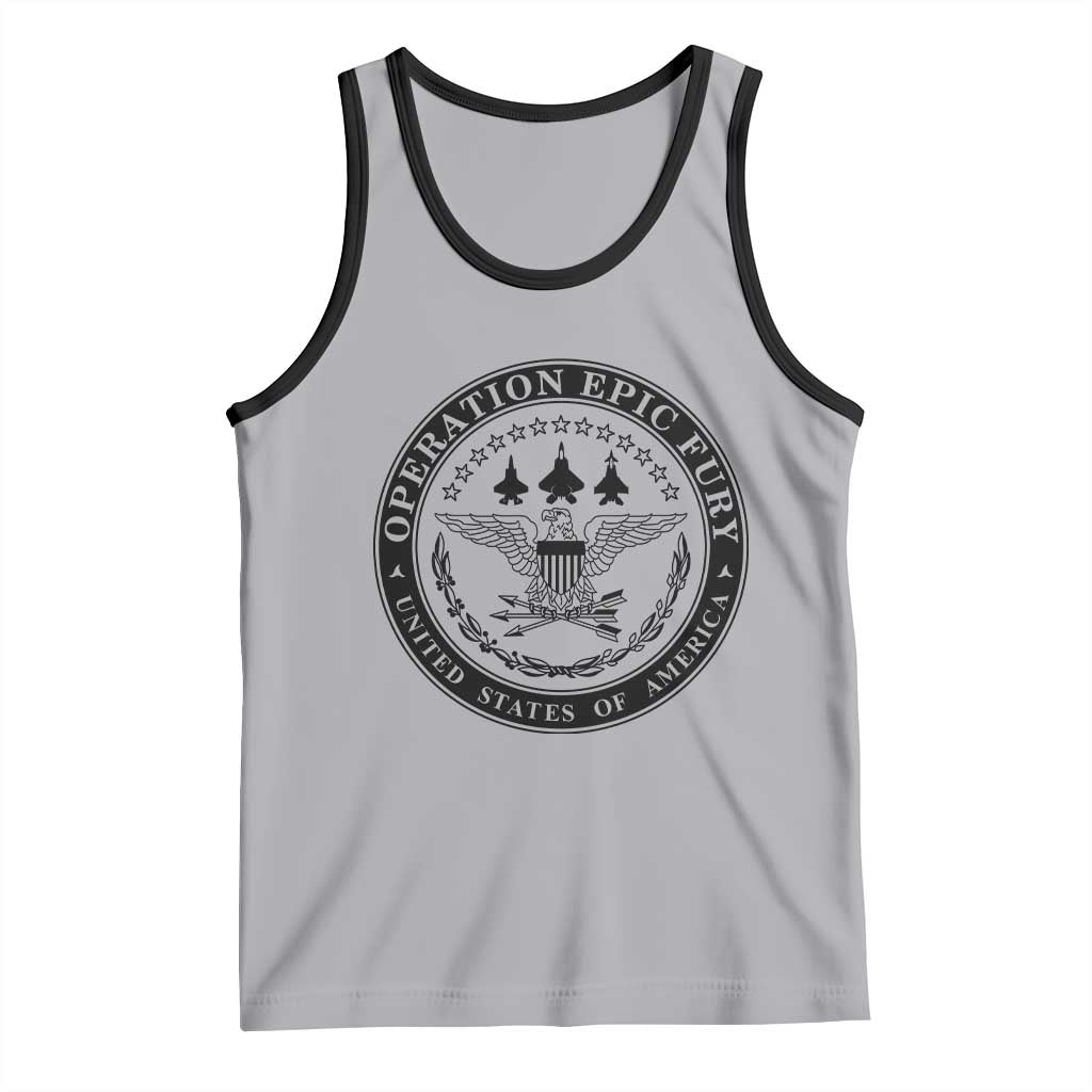 Operation Epic Fury USA Military Seal Tank Top Patriotic Air Power Aviation Tribute TS02 Athletic Heather Black Print Your Wear