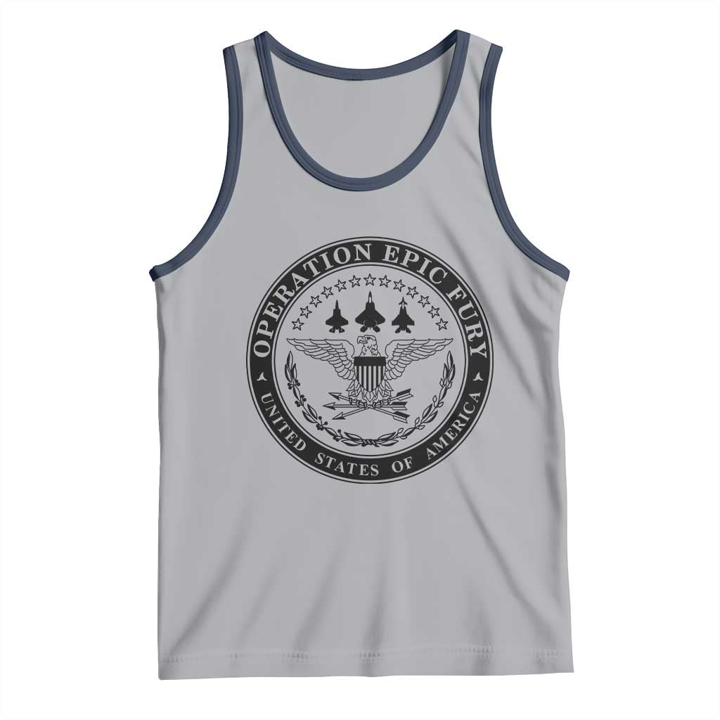 Operation Epic Fury USA Military Seal Tank Top Patriotic Air Power Aviation Tribute TS02 Athletic Heather Navy Print Your Wear