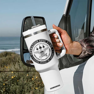 Operation Epic Fury USA Military Seal Tumbler With Handle Patriotic Air Power Aviation Tribute TS02 Print Your Wear