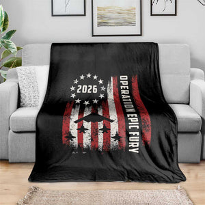 Operation Epic Fury 2026 American Flag Bomber Throw Blanket B2 Spirit Patriotic Air Dominance TS02 Print Your Wear