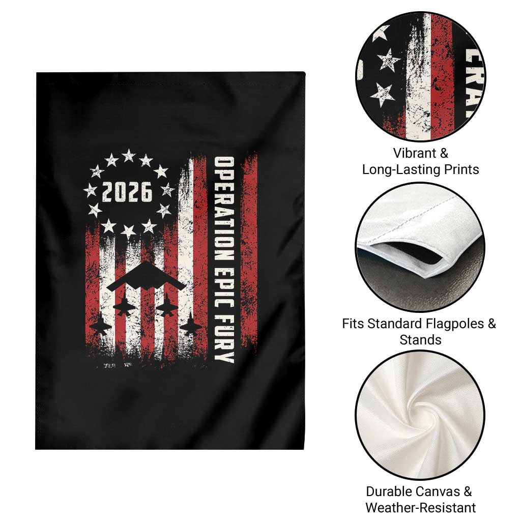 Operation Epic Fury 2026 American Flag Bomber Garden Flag B2 Spirit Patriotic Air Dominance TS02 Print Your Wear