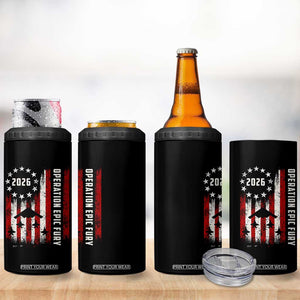 Operation Epic Fury 2026 American Flag Bomber 4 in 1 Can Cooler Tumbler B2 Spirit Patriotic Air Dominance TS02 Print Your Wear