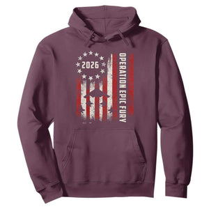 Operation Epic Fury 2026 American Flag Bomber Hoodie B2 Spirit Patriotic Air Dominance TS02 Maroon Print Your Wear